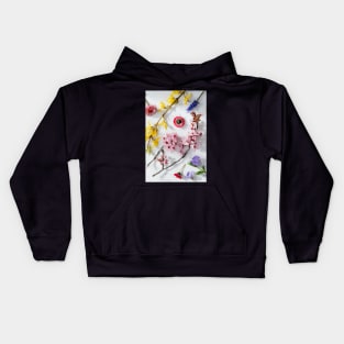 colorful flowers and plants pink & rose yellow blue purple Kids Hoodie